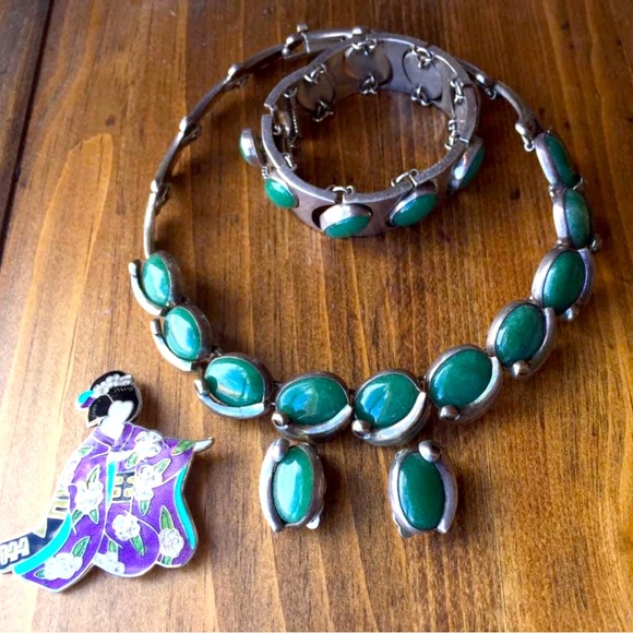Antonio Pineda Jewelry - RARE Antonio Pineda Signed Aventurine in 970 Sterling